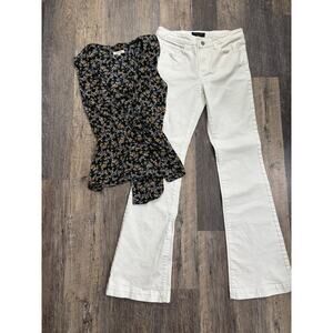 Max Studio Floral Print Ruffle Peplum Top